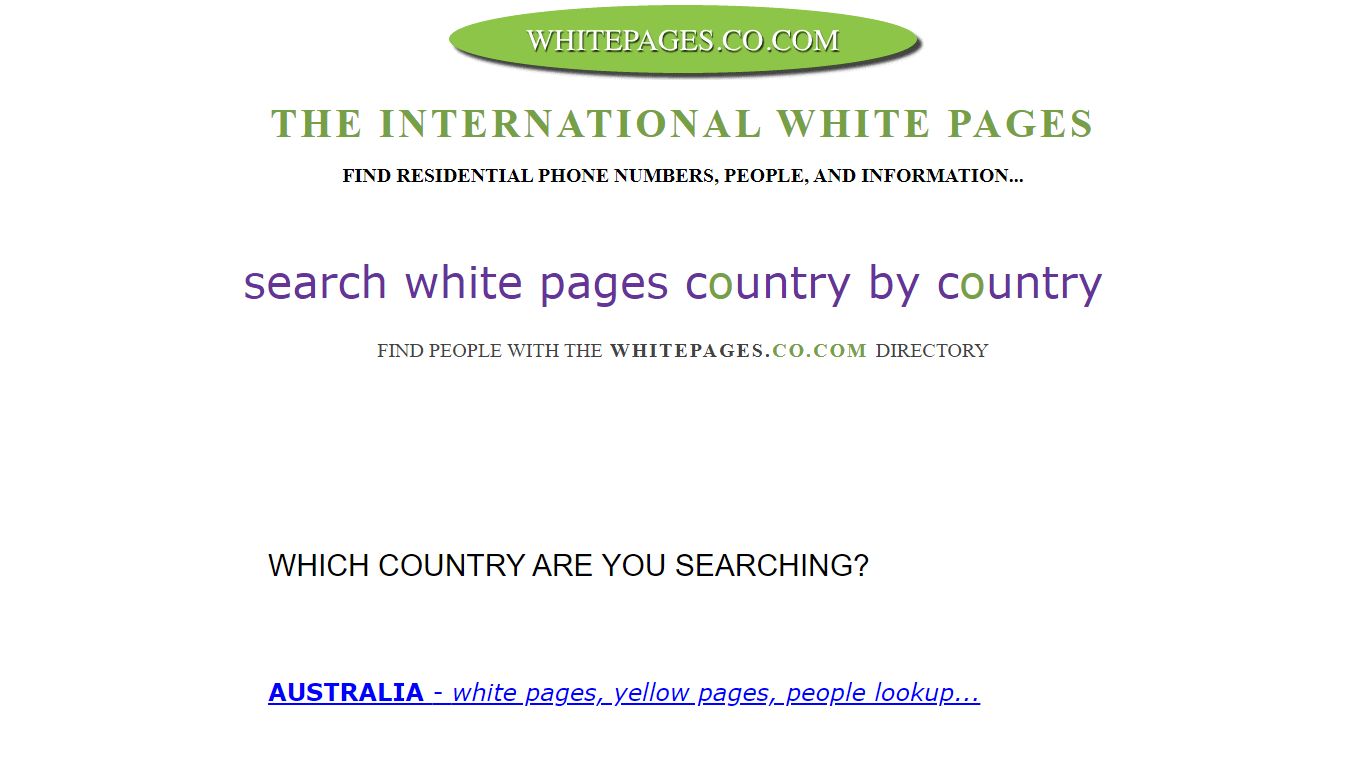 White Pages Directory Lookup - .co.com